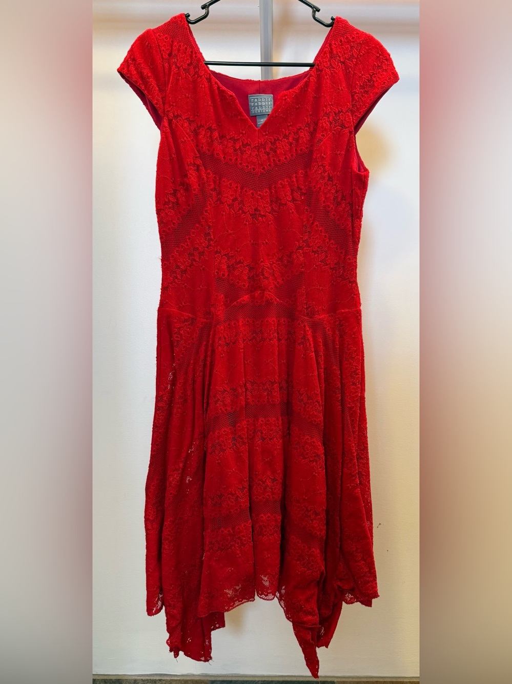 Rabbit Rabbit Rabbit Red Asymmetrical Lace Dress